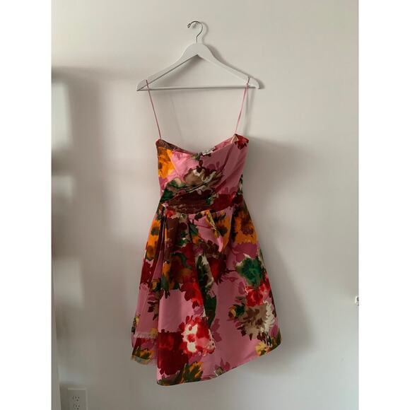 Oscar De La Renta Floral Mini Dress Size 8 - Picture 1 of 4